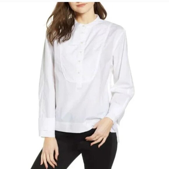 J. Crew Women's Cotton Tuxedo Popover Top shirt K3872 White S - Picture 1 of 4